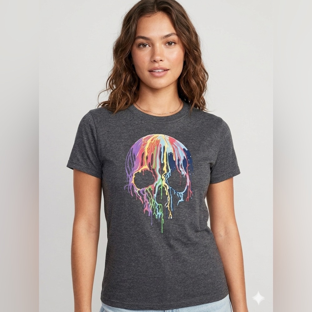Graphic Skull Charcoal T-Shirt